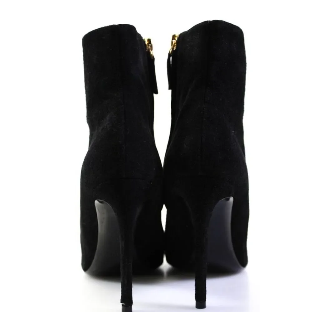 Ralph Lauren Collection Womens Point Toe Stiletto Ankle Boots Black Suede Size 8 - Picture 3 of 6